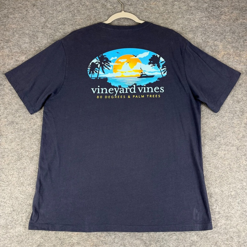 Vineyard Vines 80 Degrees & Palm Trees Graphic Pocket T-Shirt Mens Large L